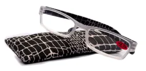 Xena, (Premium) Reading Glasses, Square Readers Clear Frosted  1.25..  6 High / Strong Magnifying Eyeglasses (Black Giraffe) NY Fifth Avenue