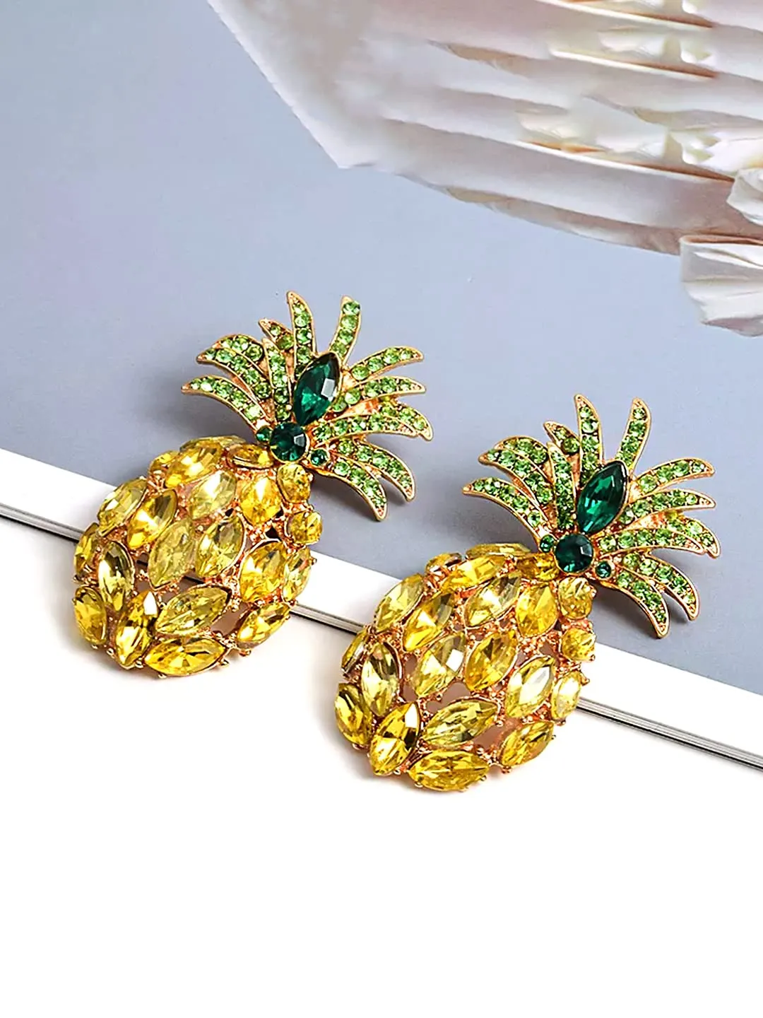 Yellow Chimes Earrings for Women and Girls Fashion Yellow Crystal Drop Earrings | Rhinestone Crystal Pineapple Drop Earrings | Birthday Gift for girls & women Anniversary Gift for Wife