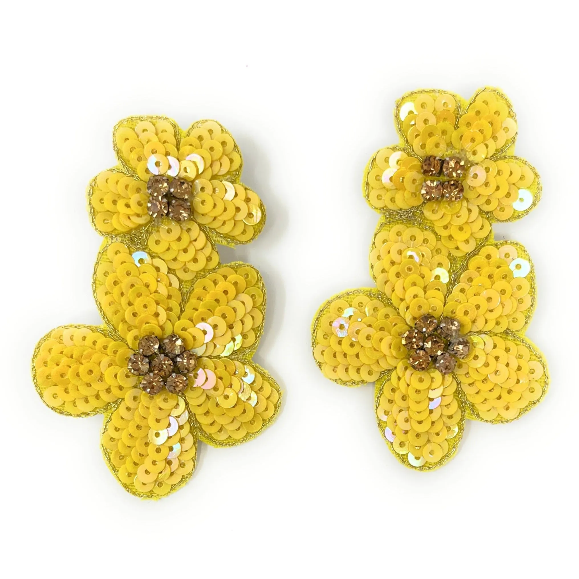 Yellow Floral Sequin Earrings