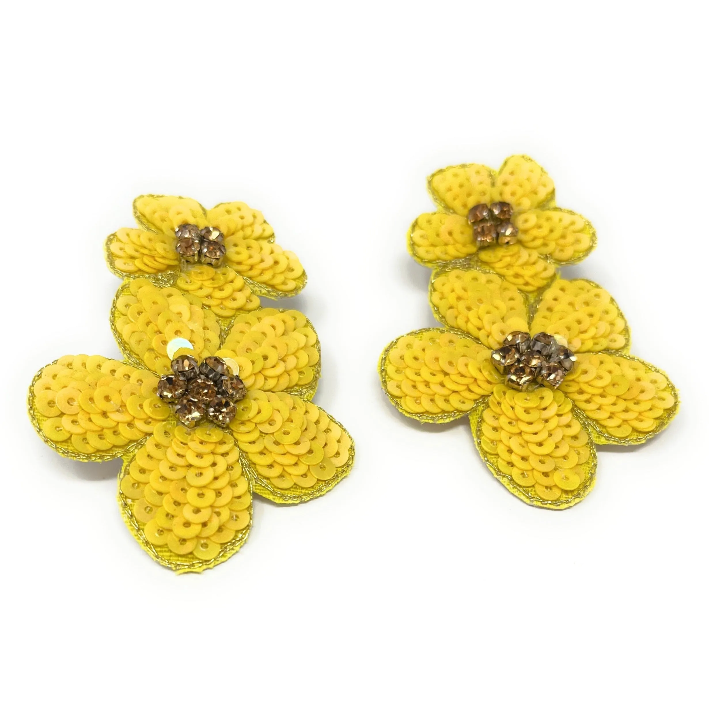 Yellow Floral Sequin Earrings