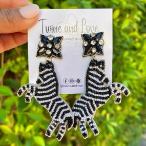 Zebra Beaded Earrings