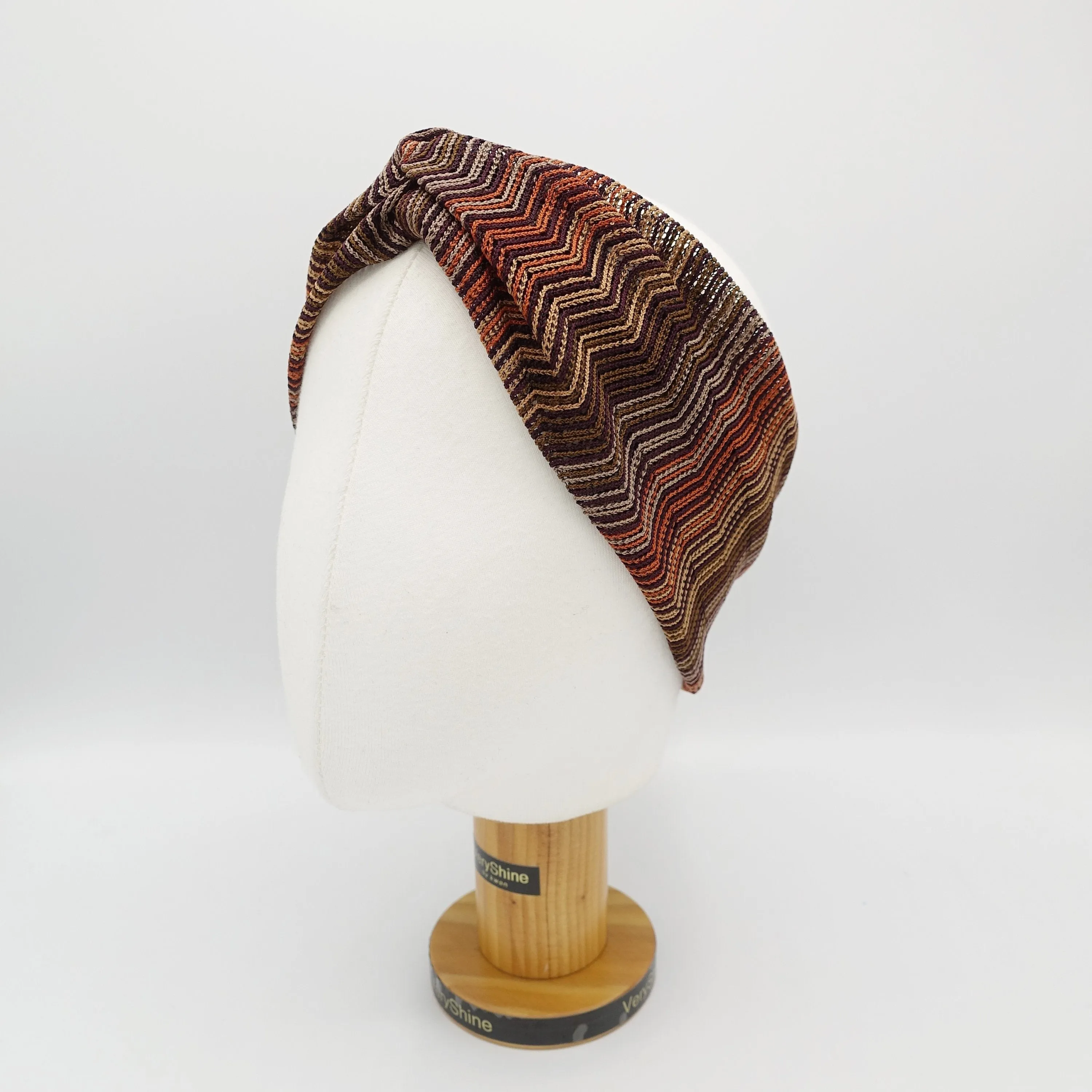 Zigzag knit turban headband